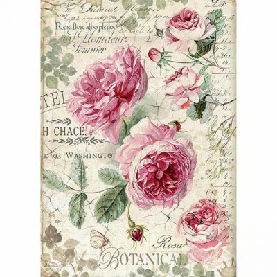 Rižin papir A4 - Botanic English Roses - papir za decoupage